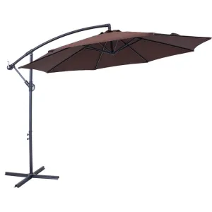 10' Offset Cantilever Patio Umbrella with Steel Pole and Crank - Brown