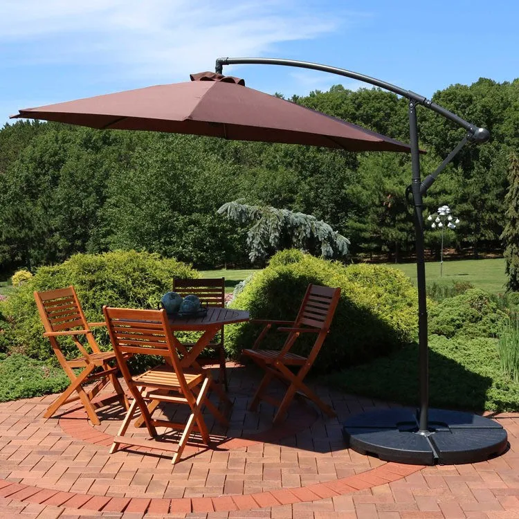 10' Offset Cantilever Patio Umbrella with Steel Pole and Crank - Brown