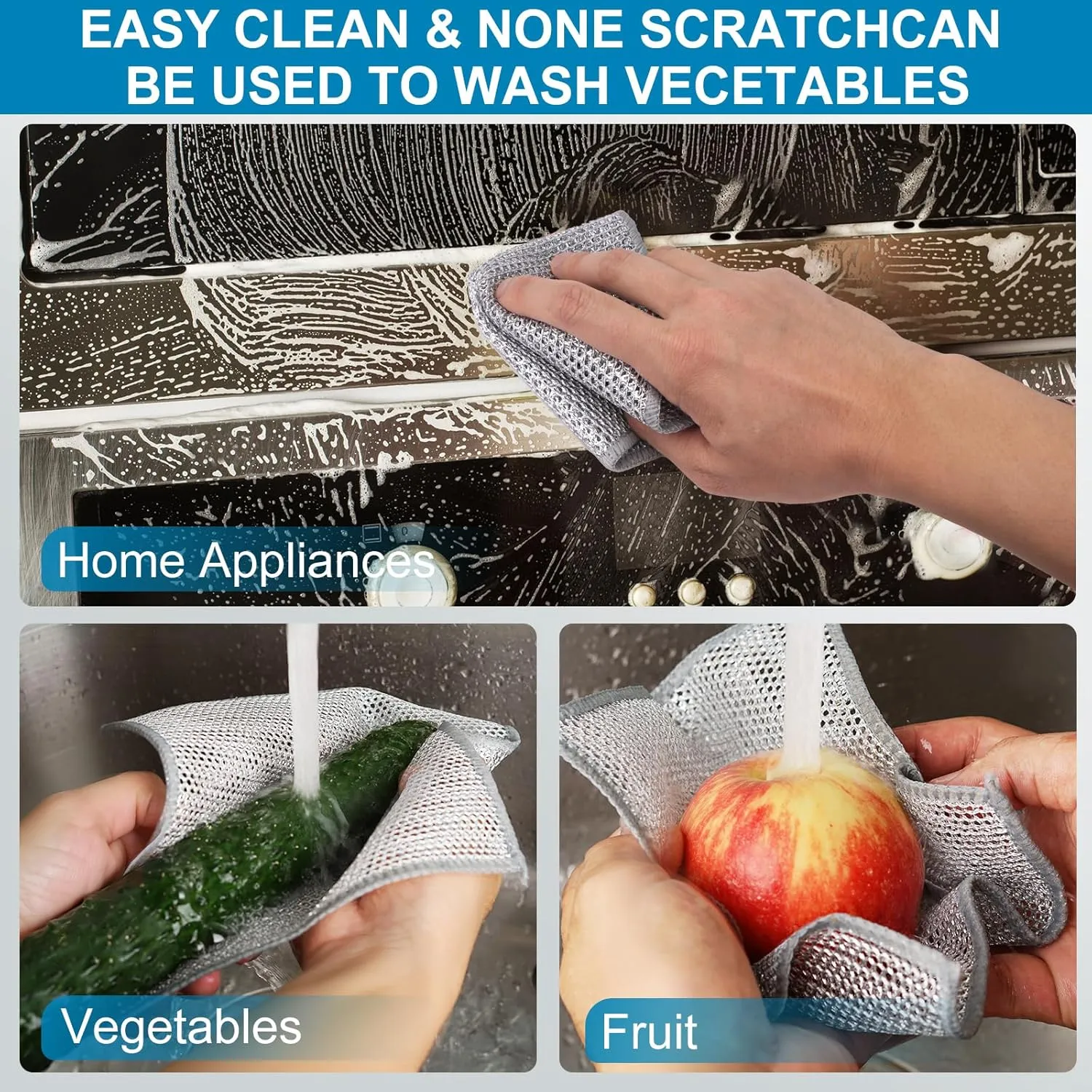 10 Pcs Multipurpose Wire Dishwashing Rag, 7.87" x 7.87" Non Scratch Wire Dishcloth, Double-Layer Steel Wool Wire Dishwashing Cloth Reusable Wire Cleaning Cloth for Cookware, Sinks, Dishes, Stove Tops