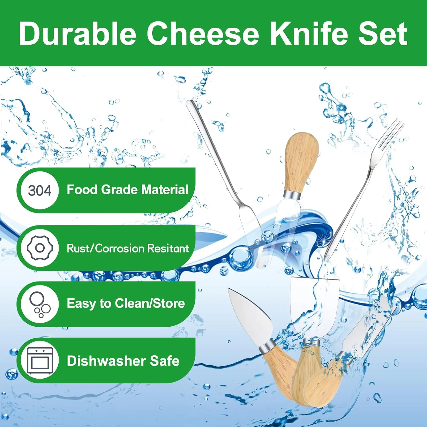 26 Pcs Charcuterie Boards Accessories, Cheese Knife Set with Wooden Handle, Service for 4 Charcuterie Utensils Include Mini Cheese Spreader Knives, Forks, Tongs, Spoons, Honey Dipper for Appetizers