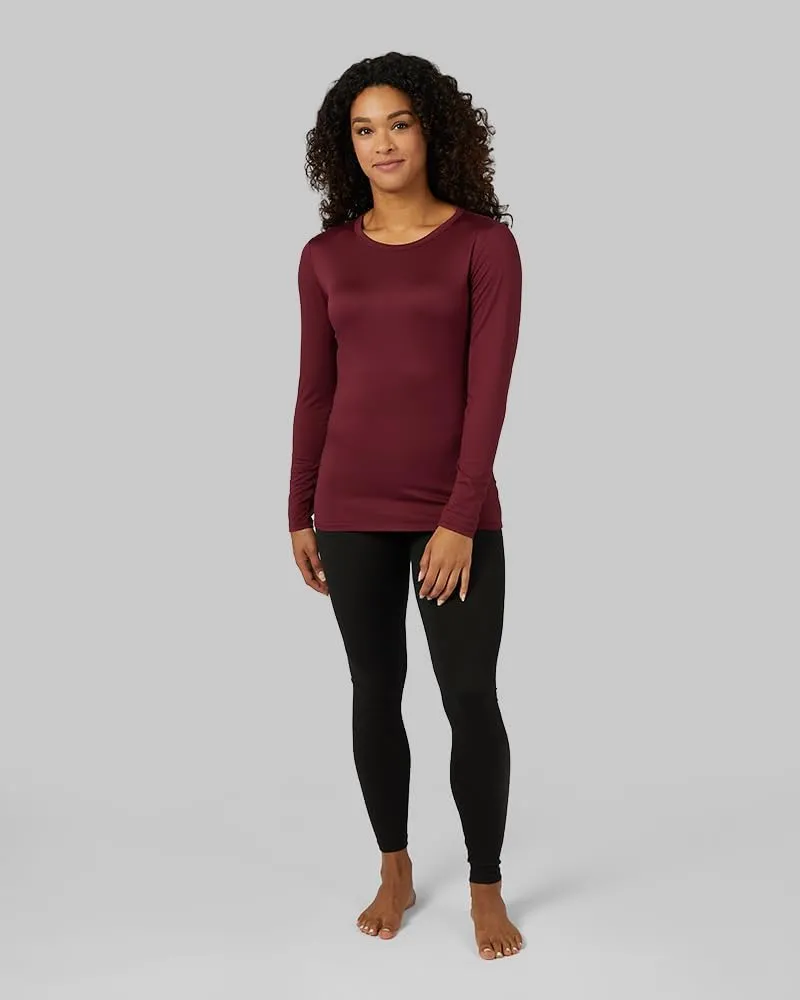 32 Degrees Heat Women's Lightweight Crew Baselayer Top | Form Fitting | Long Sleeve | 4-Way Stretch | Thermal