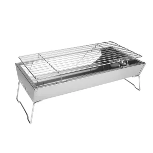 45X24X7.5Cm Stainless Steel Grill Outdoor Stainless Barbecue Portable Camping Barbecue Grill Multifunction Wood Stove
