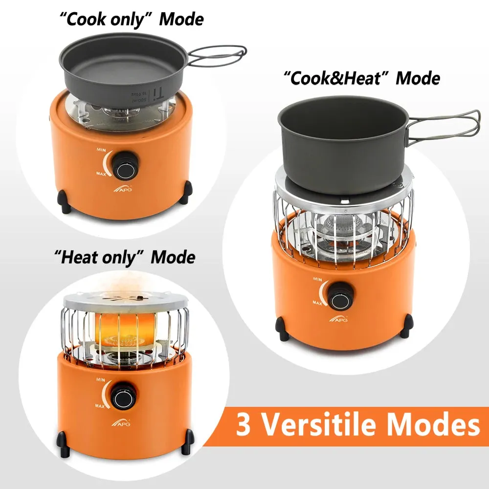 APG Portable 2 in 1 Camping Stove Gas Heater Outdoor Warmer Propane Butane Tent Heater System