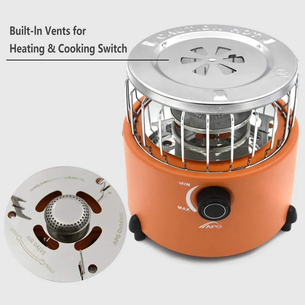 APG Portable 2 in 1 Camping Stove Gas Heater Outdoor Warmer Propane Butane Tent Heater System