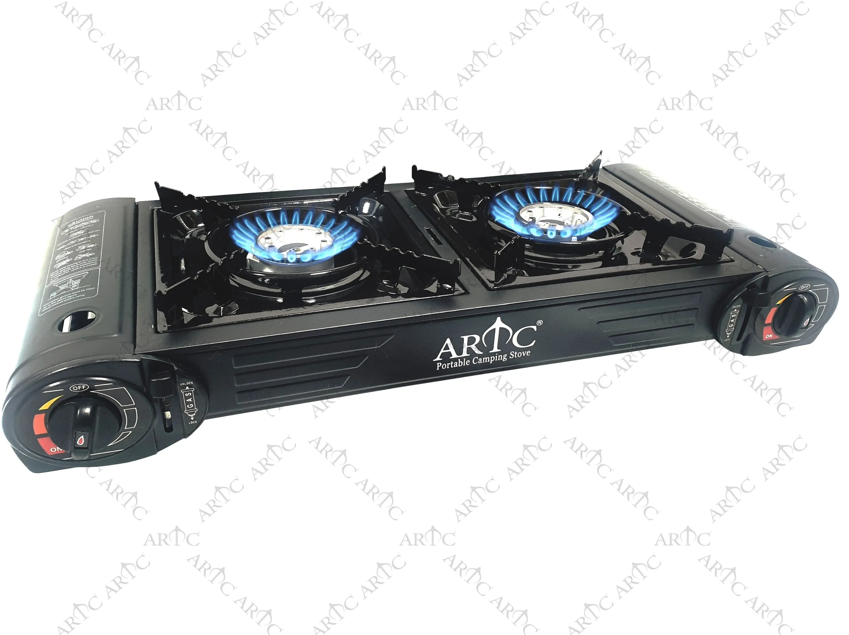 ARTC® Double Burner Portable Camping Gas Stove - Set of 6 Piece
