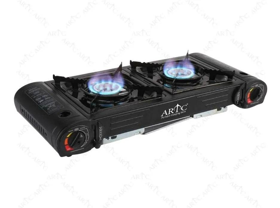 ARTC® Double Burner Portable Camping Gas Stove - Set of 6 Piece