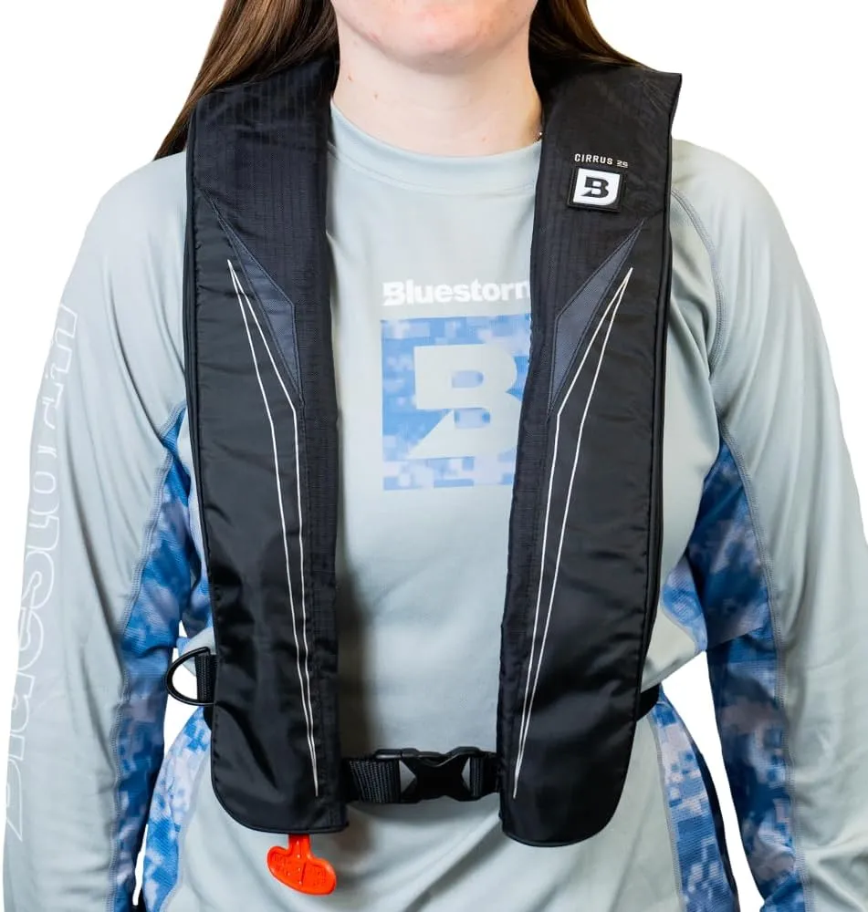 BLUESTORM Gear Cirrus26 Inflatable PFD Life Jackets for Adults | US Coast Guard Approved Automatic Life Vest w/Manual Override Convertibility