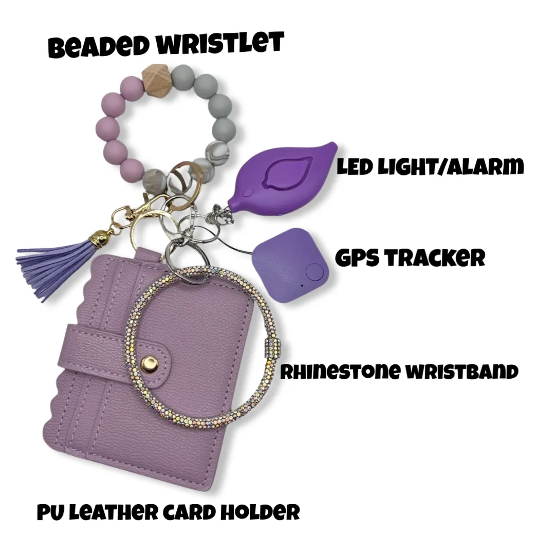 Card Holder Keychain With Alarm And GPS Tracker (Blue)