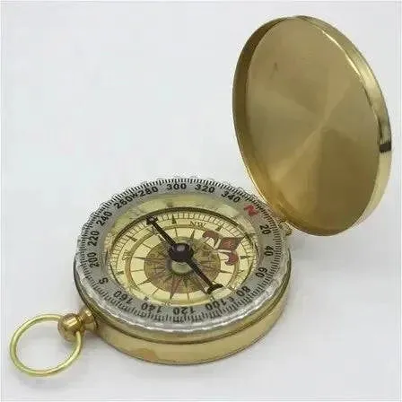 Compass New Outdoor Camping Hiking Portable Pocket Brass Gold Color Copper Compass Navigation With Noctilucence Display