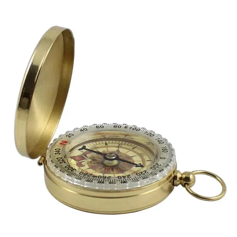 Compass New Outdoor Camping Hiking Portable Pocket Brass Gold Color Copper Compass Navigation With Noctilucence Display