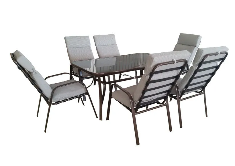 Cora Steel Padded 6 1 Dining Set