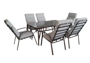 Cora Steel Padded 6 1 Dining Set