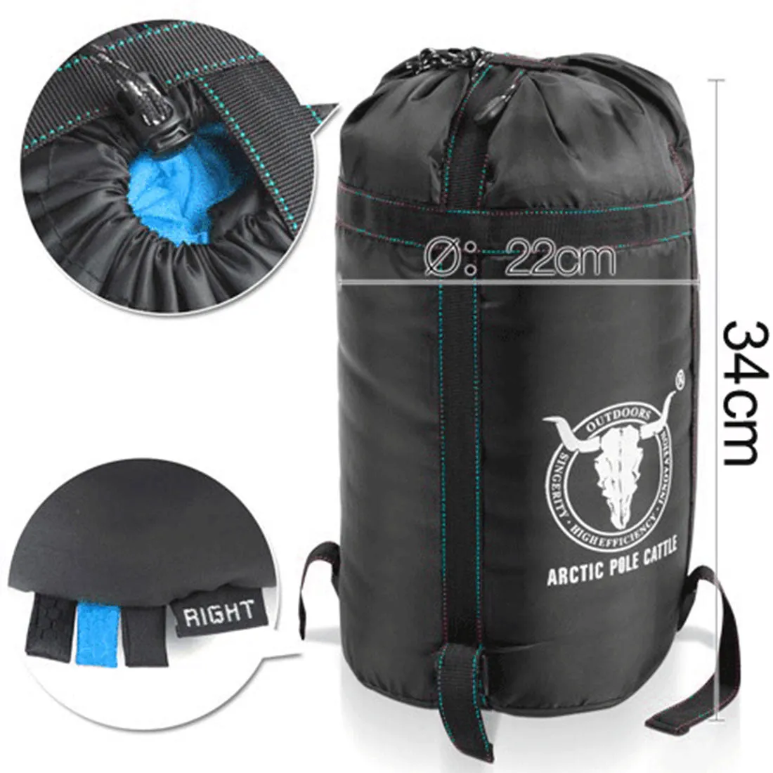 Double Camping Envelope Twin Sleeping Bag Thermal Tent Hiking Winter -15° C - blue