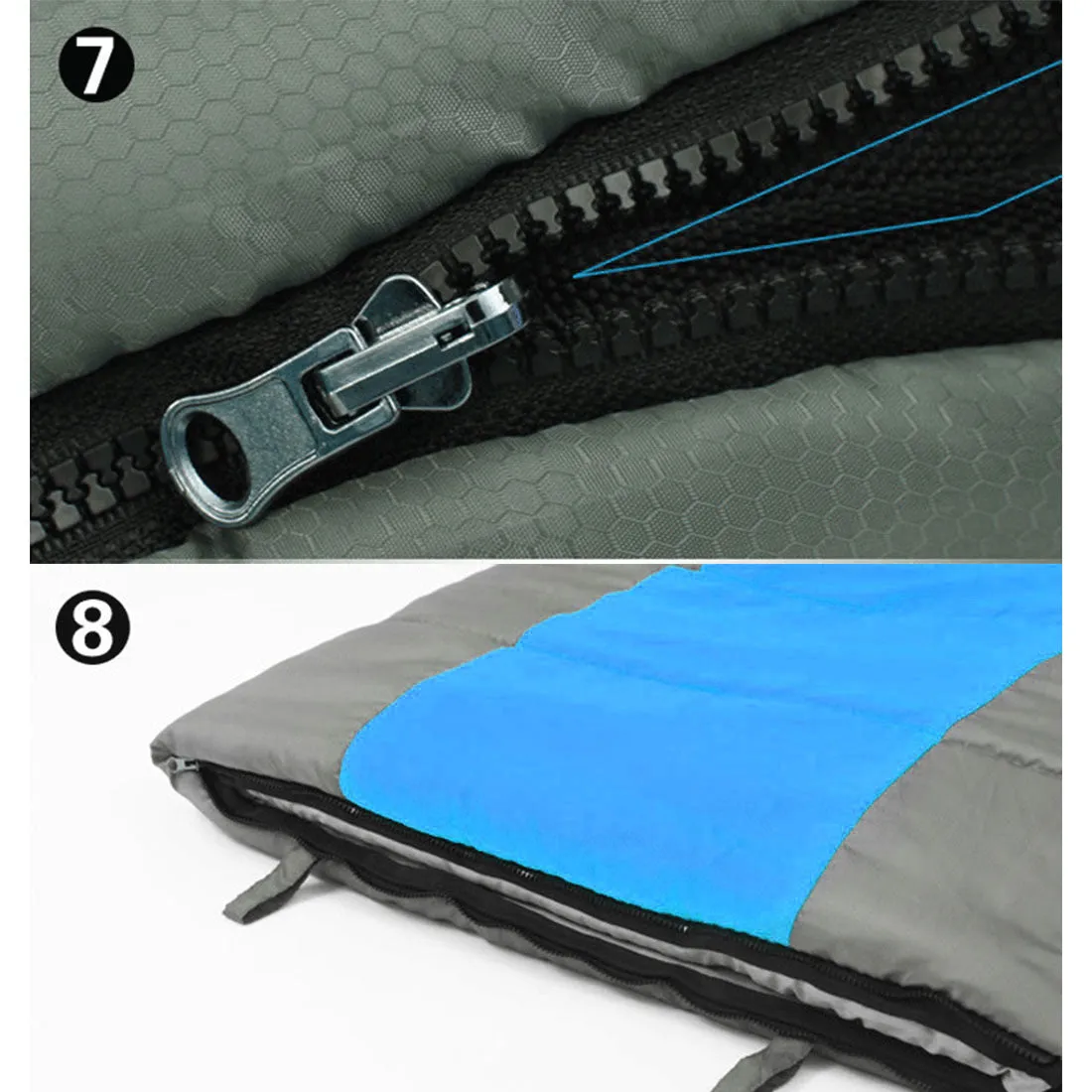 Double Camping Envelope Twin Sleeping Bag Thermal Tent Hiking Winter -15° C - blue