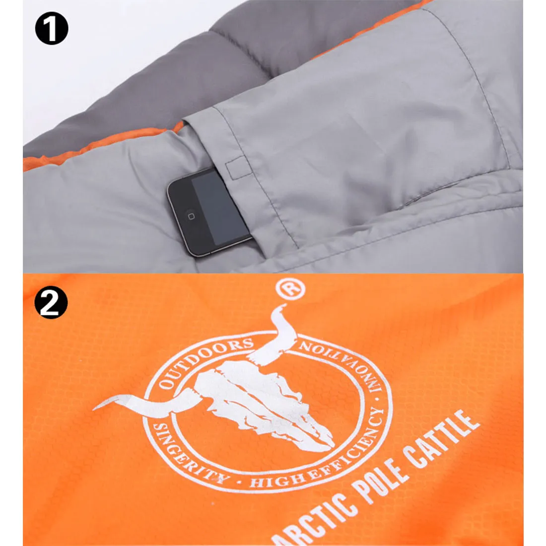 Double Camping Envelope Twin Sleeping Bag Thermal Tent Hiking Winter -15° C - orange
