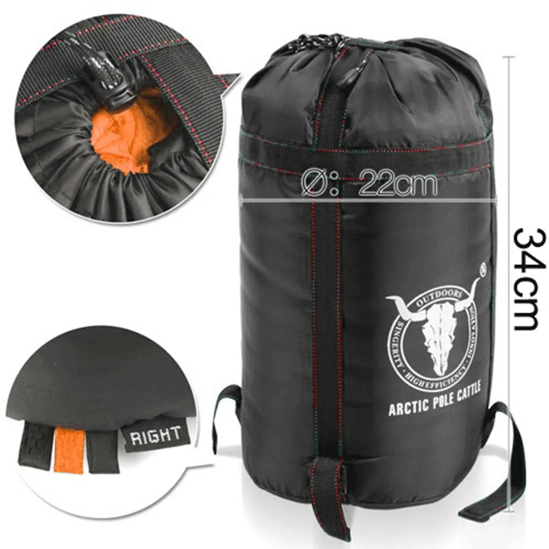Double Camping Envelope Twin Sleeping Bag Thermal Tent Hiking Winter -15° C - orange