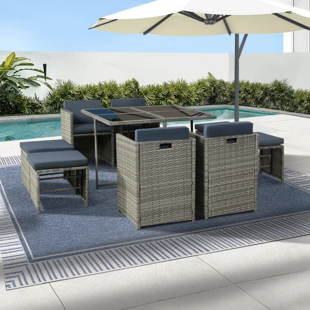 Gardeon 9 PCS Outdoor Dining Set Table Chairs Patio Lounge Setting Furniture