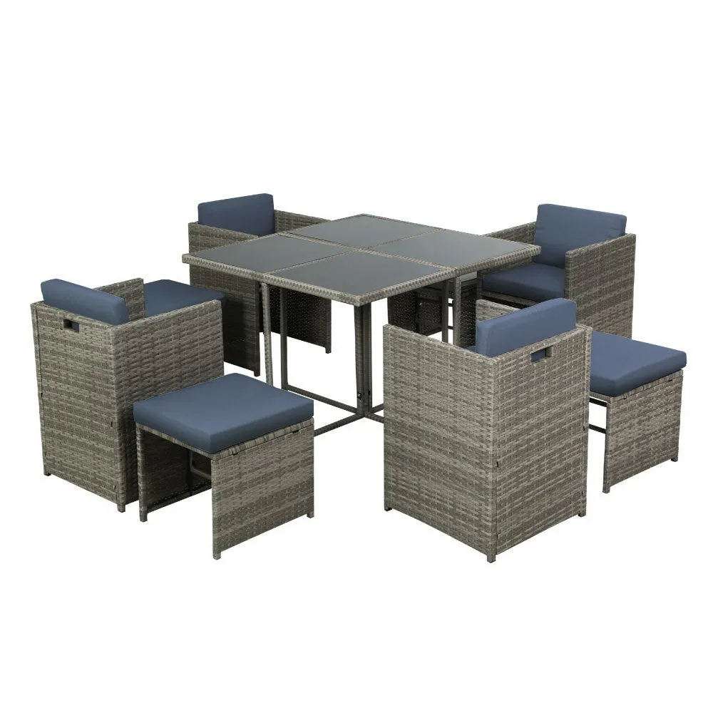 Gardeon 9 PCS Outdoor Dining Set Table Chairs Patio Lounge Setting Furniture