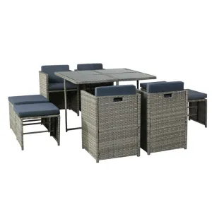 Gardeon 9 PCS Outdoor Dining Set Table Chairs Patio Lounge Setting Furniture