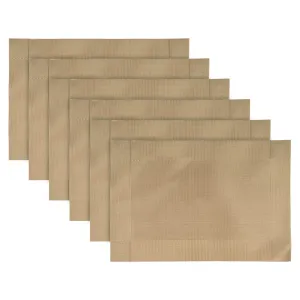 Kuber Industries PVC Reversible Dining Table Placemat for Dining Table, Home, Kitchen, Office and Outdoor Set of 6 (Light Brown)-50KM01308