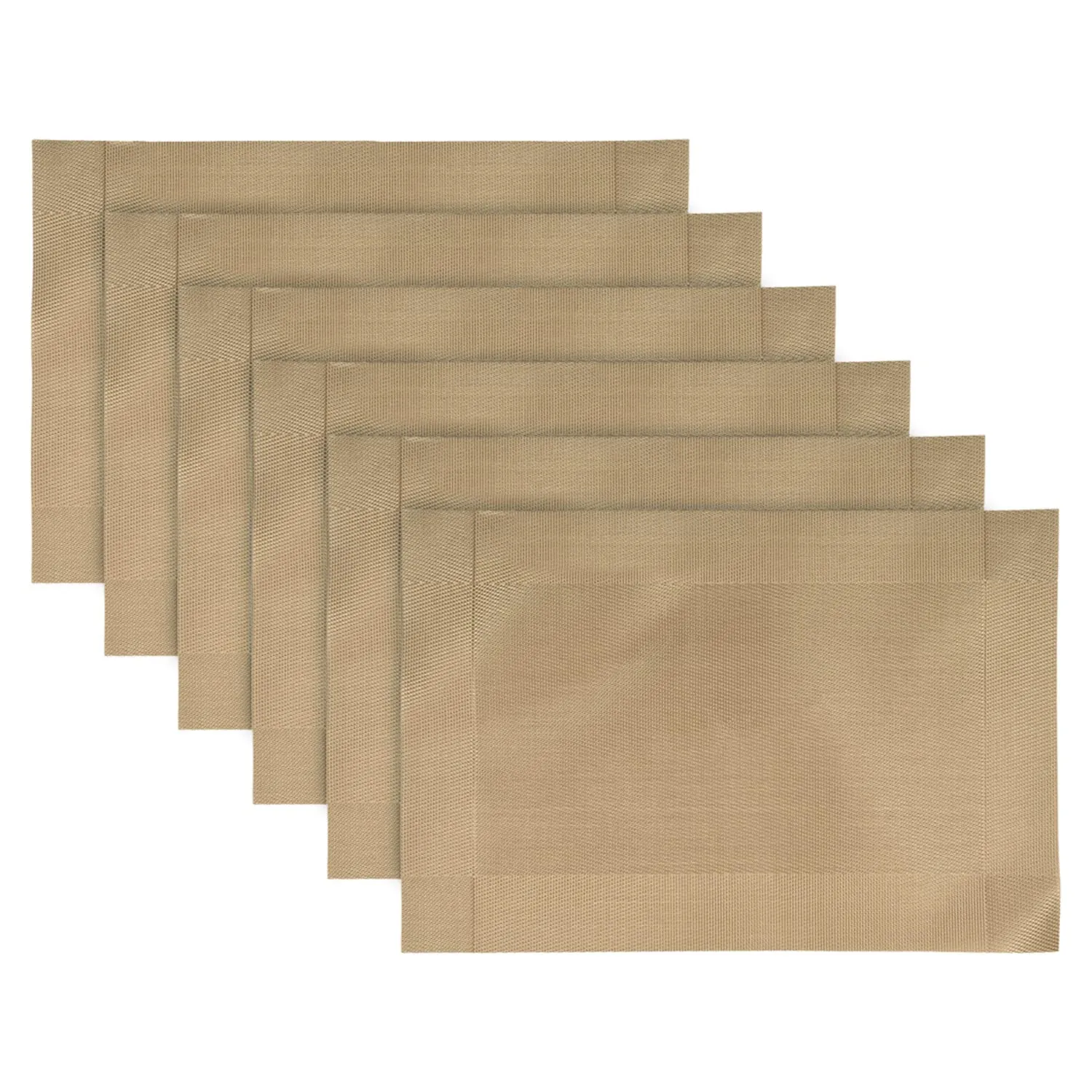Kuber Industries PVC Reversible Dining Table Placemat for Dining Table, Home, Kitchen, Office and Outdoor Set of 6 (Light Brown)-50KM01308