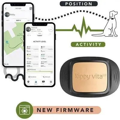 Localizzatore per Animali con GPS Tracker   - Kippy VITA S  - Tabacco e Nero