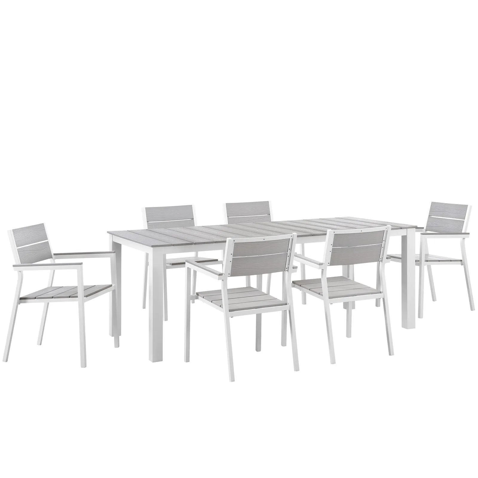 Maine 7 Piece outdoor Patio Dining Set - Wooden Dining Room Table