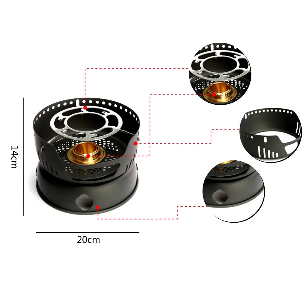 New Design Outdoor Camping Portable Kitchenware Set Hiking Picnic Cooking Utensil Stove Pot Bowl Pan Alcohol Stove 10pcs Set
