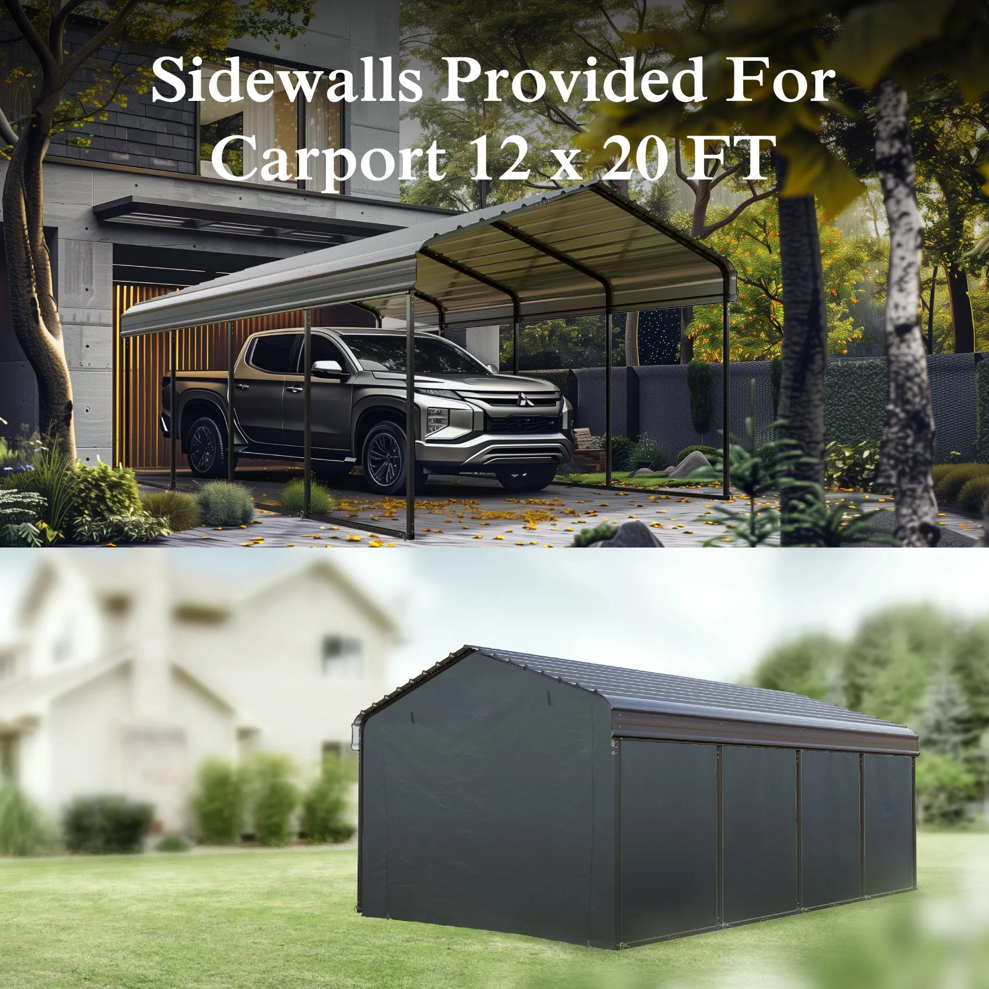 PHI VILLA Galvanized Steel Roof for 12' x 20' Heavy Duty Carport