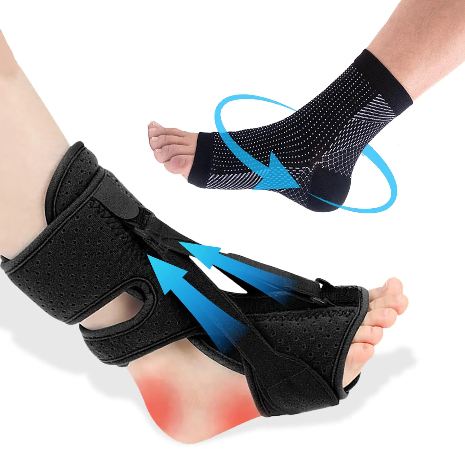 Plantar Fasciitis Night Splint,Upgrade 3 Adjustable Plantar Fasciitis Relief Brace,Adjustable Aluminum Bar Inside,for Pain Relief Fasciitis,Achilles Tendonitis (With Plantar Fasciitis Socks)