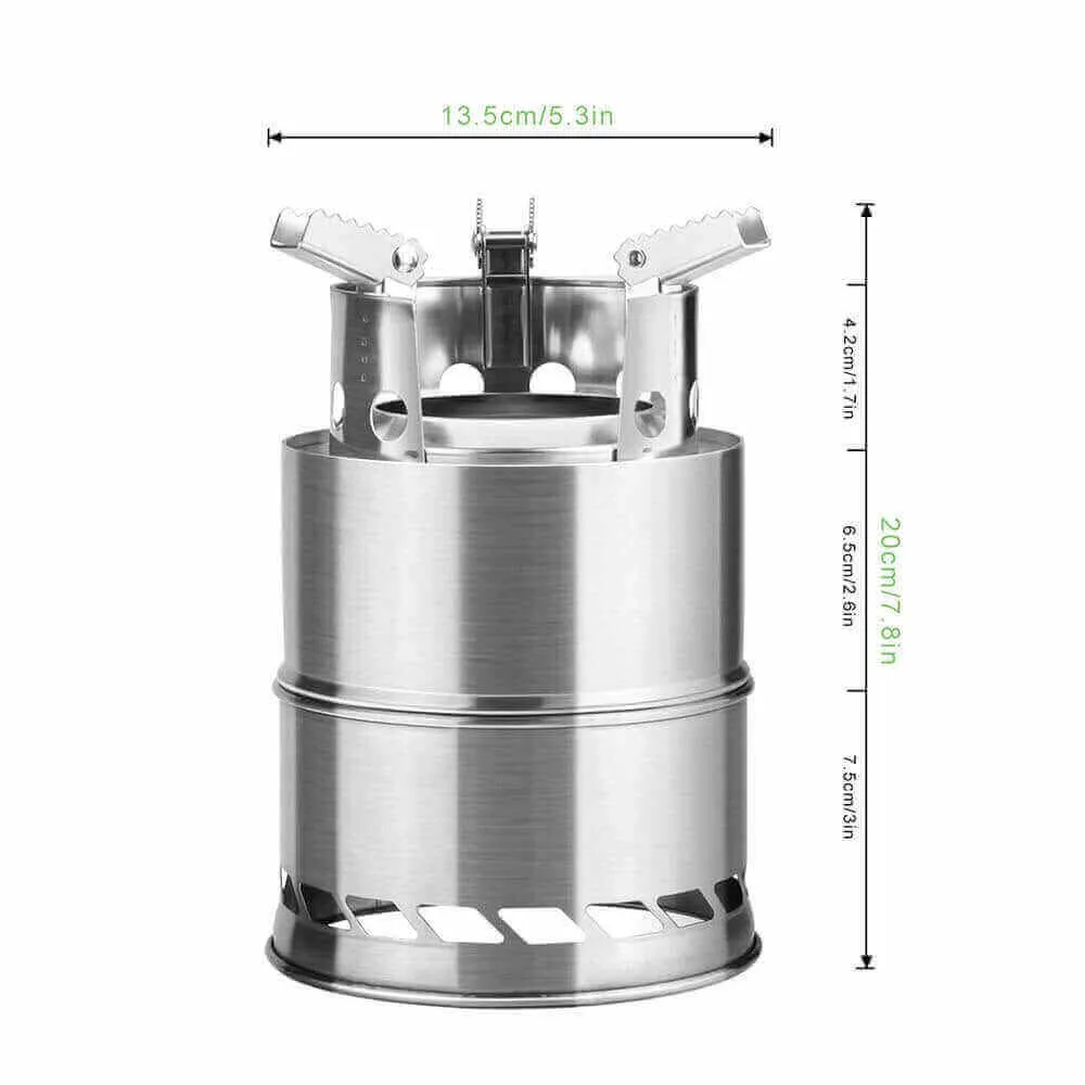 Portable Stainless Steel Wood Burning Stove for Camping & Backpacking