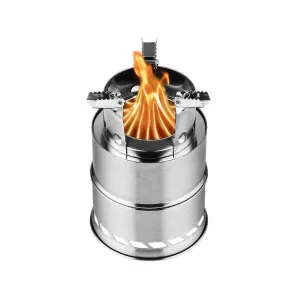 Portable Stainless Steel Wood Burning Stove for Camping & Backpacking