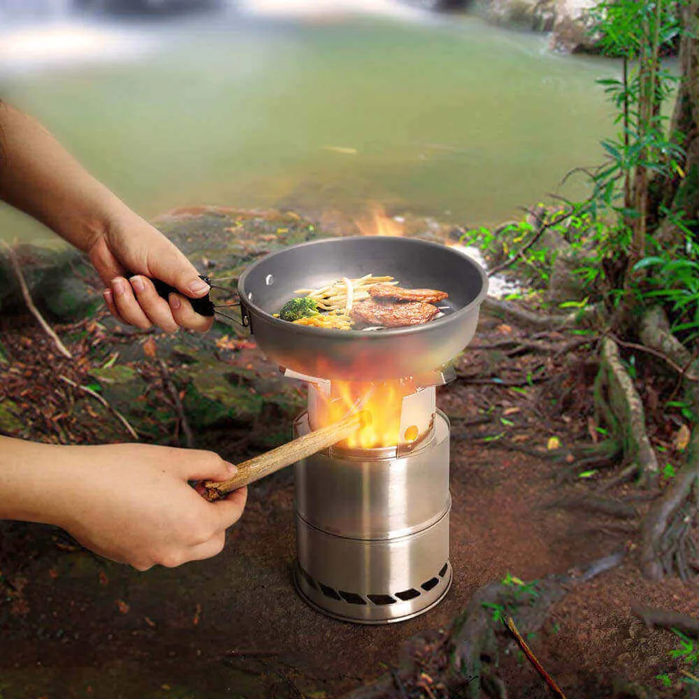 Portable Stainless Steel Wood Burning Stove for Camping & Backpacking