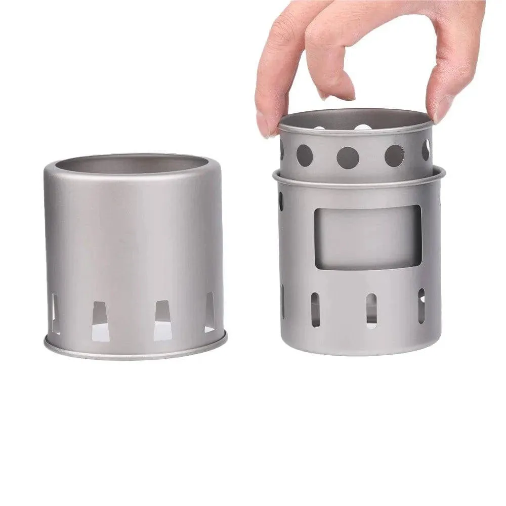 Portable Titanium Outdoor Camping Wood Stove Folding Lightweight Wood Burner Hiking Cooking Picnic Stove