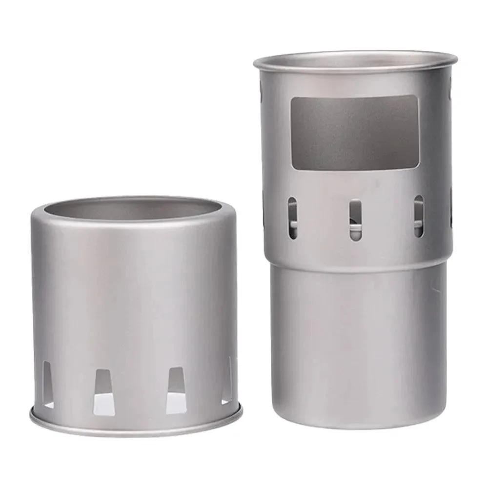 Portable Titanium Outdoor Camping Wood Stove Folding Lightweight Wood Burner Hiking Cooking Picnic Stove