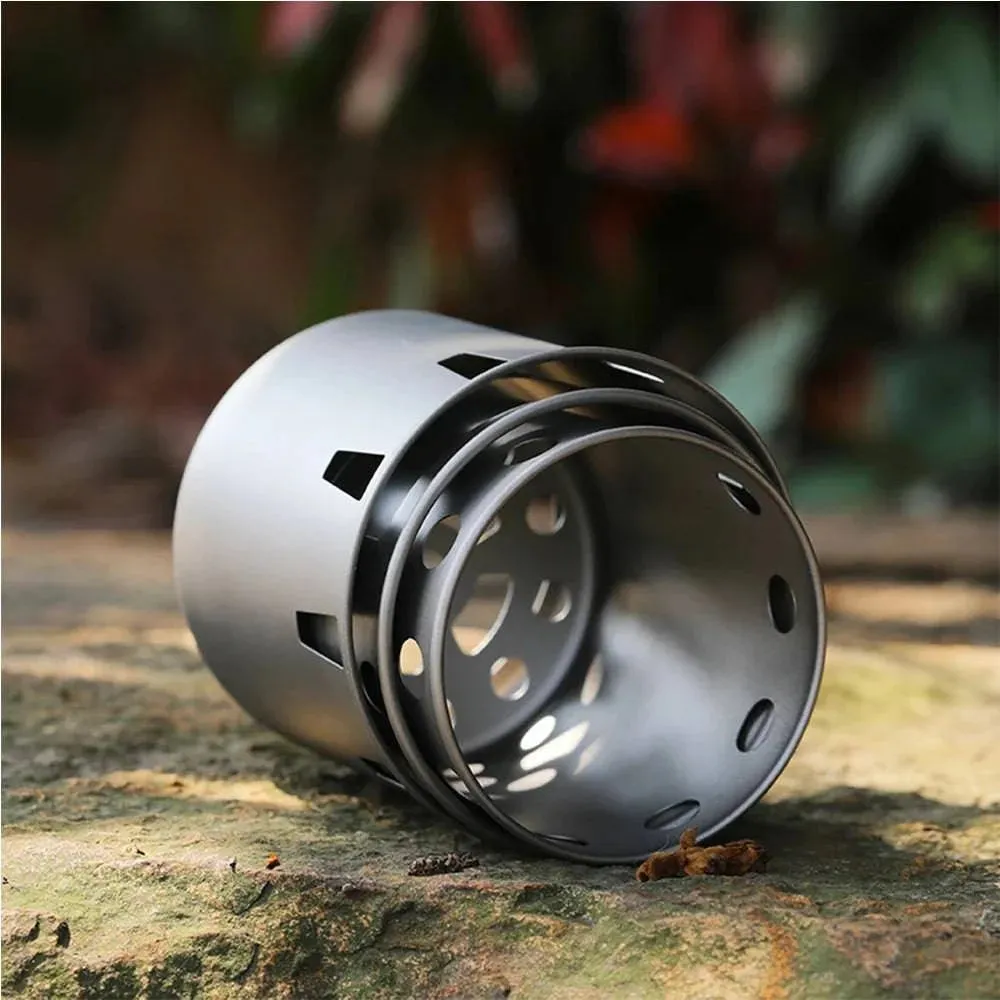 Portable Titanium Outdoor Camping Wood Stove Folding Lightweight Wood Burner Hiking Cooking Picnic Stove
