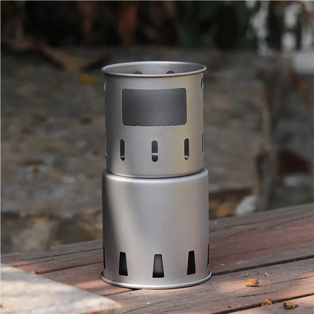 Portable Titanium Outdoor Camping Wood Stove Folding Lightweight Wood Burner Hiking Cooking Picnic Stove