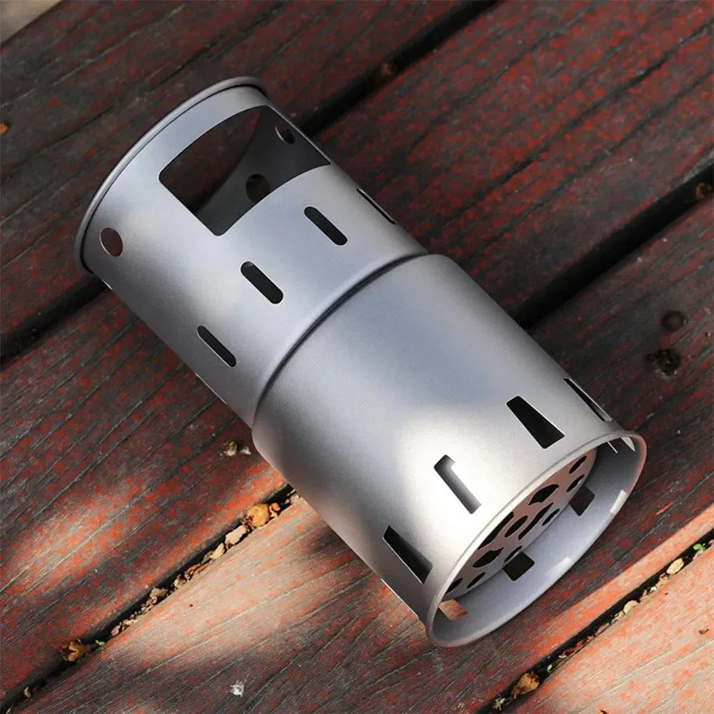 Portable Titanium Outdoor Camping Wood Stove Folding Lightweight Wood Burner Hiking Cooking Picnic Stove
