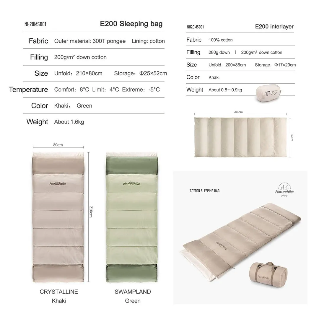 Sleeping Bag Naturehike NH20MSD01 Envelope Cotton E200