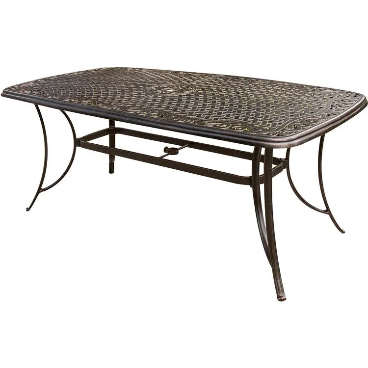 Traditions Seven-Piece Outdoor Dining Set with 38 x 72" Cast-Top Table