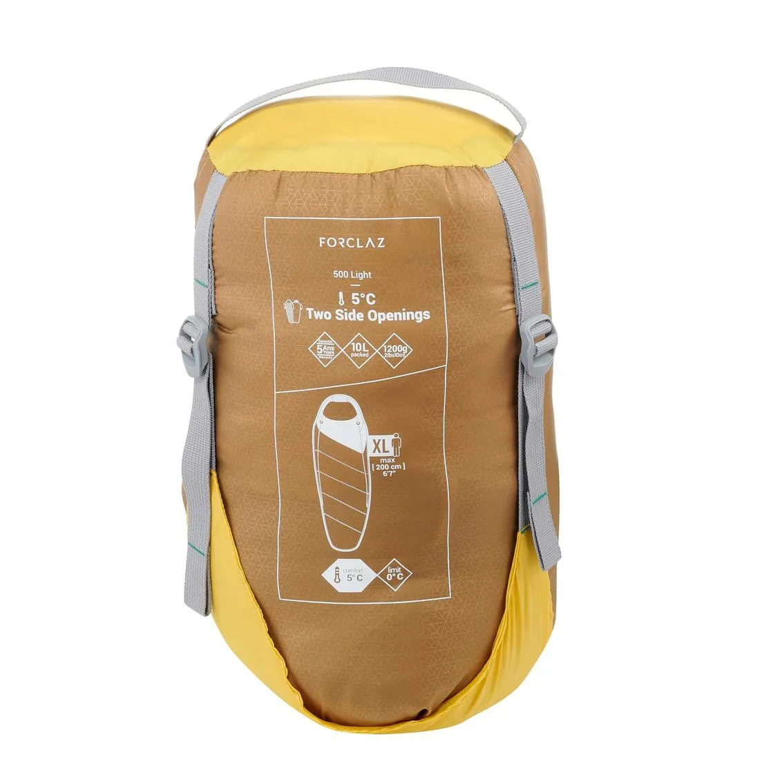 TREK500 5°light trekking sleeping bag - yellow
