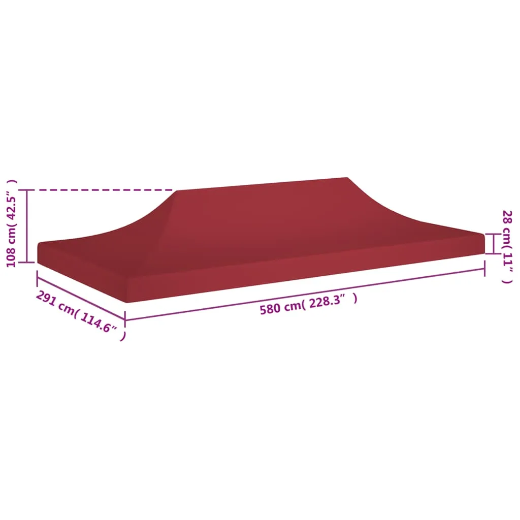 vidaXL Party Tent Roof 6x3 m Burgundy 270 g/m²