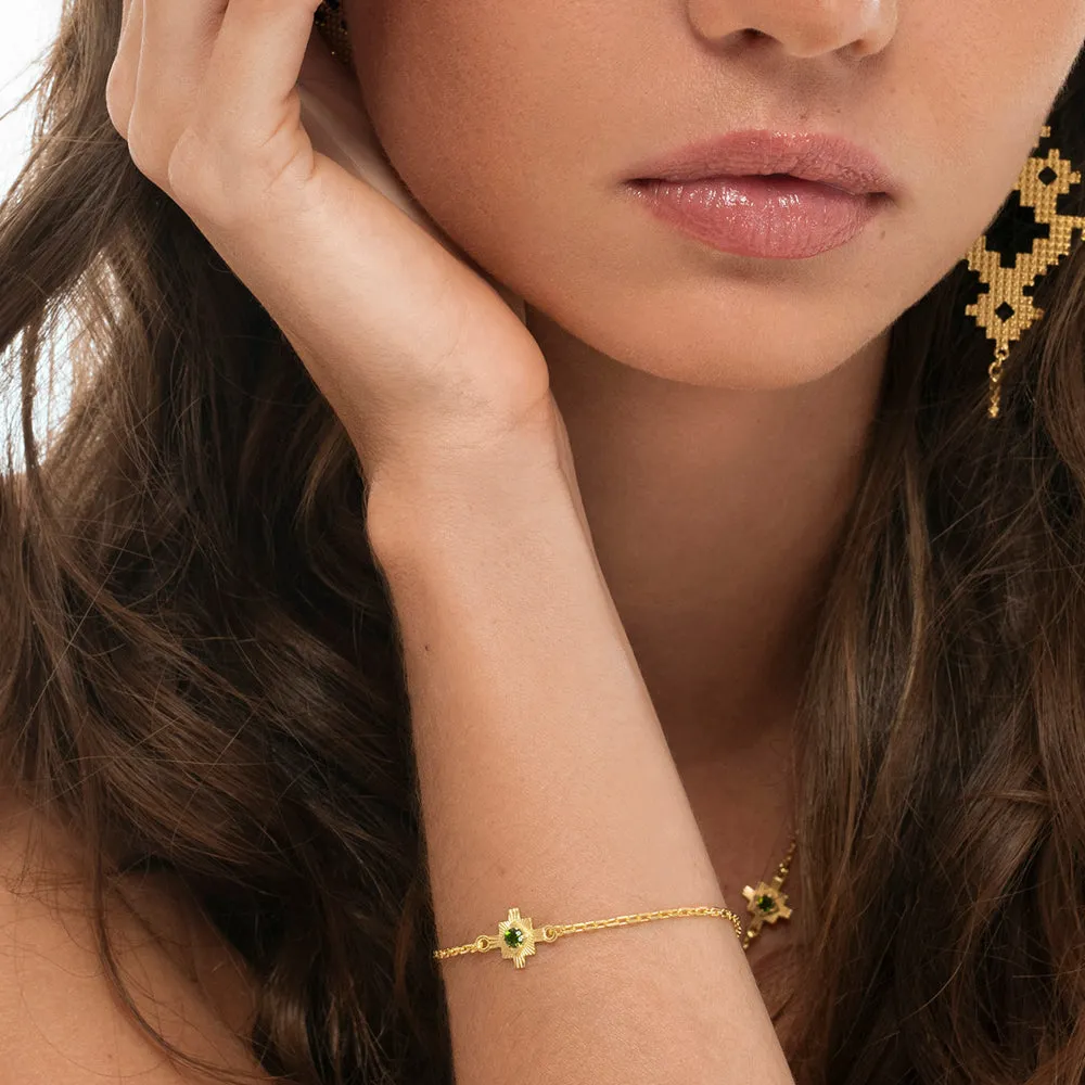 Zoe & Morgan Inka Bracelet - Gold Plated & Chrome Diopside